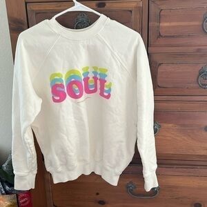 Spiritual Gangster Cream Crewneck Sweatshirt With “Soul” On Front NWOT
